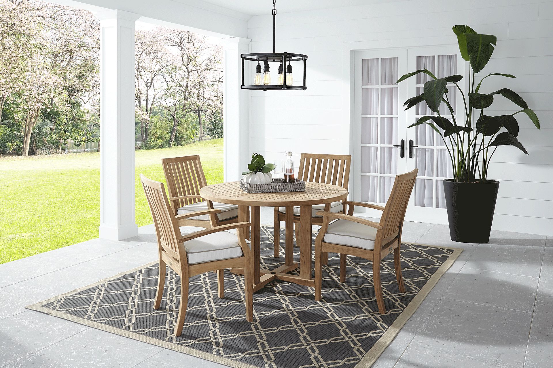 Pleasant Bay Teak 5 Pc Round Outdoor Dining Set - Image 1