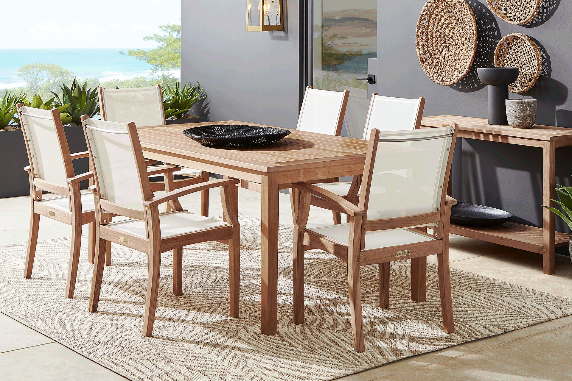 Pleasant Bay Teak 7 Pc Rectangle Outdoor Dining Set - Image 1