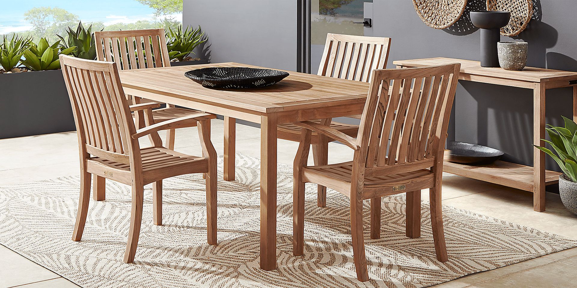 Pleasant Bay Teak Outdoor Slat Back Arm Chair - Image 2
