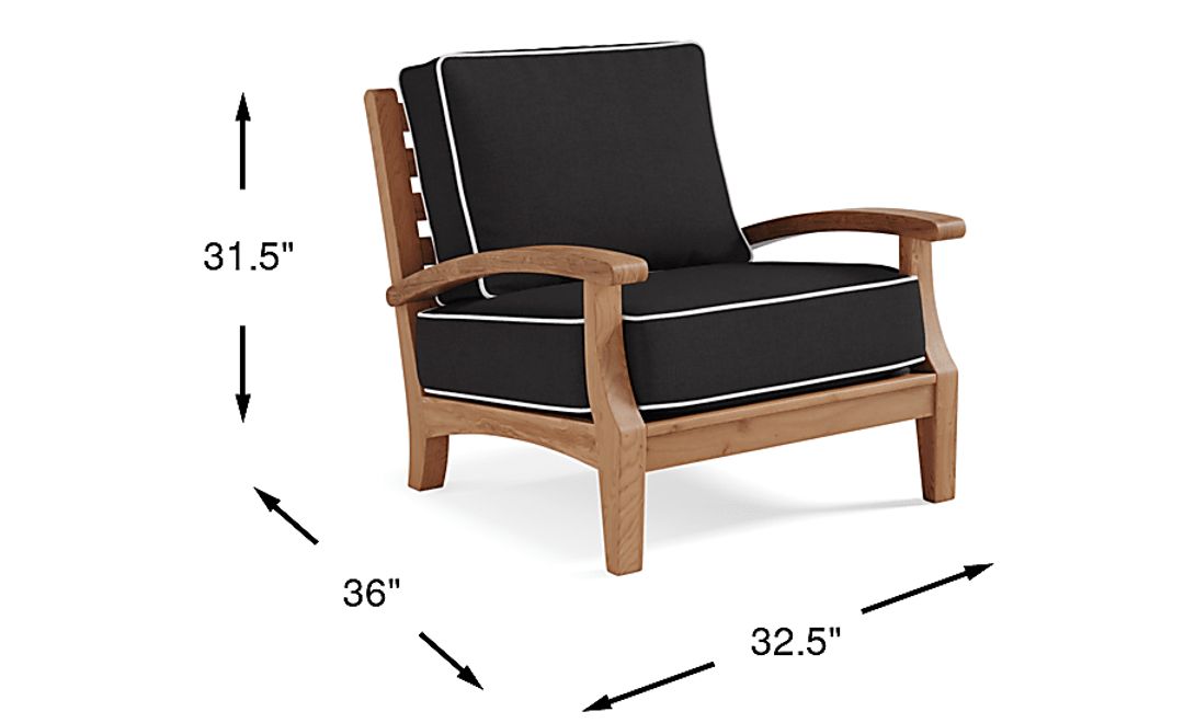 Pleasant Bay Teak Outdoor Chair with Charcoal Cushions