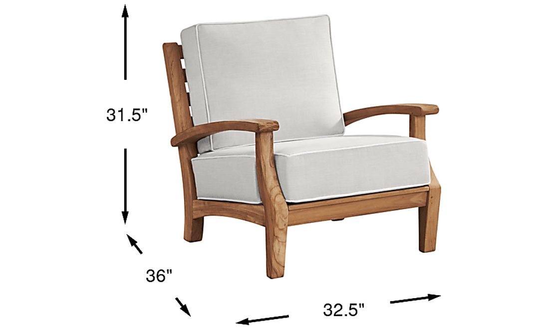 Pleasant Bay Teak Outdoor Chair with Dove Cushions