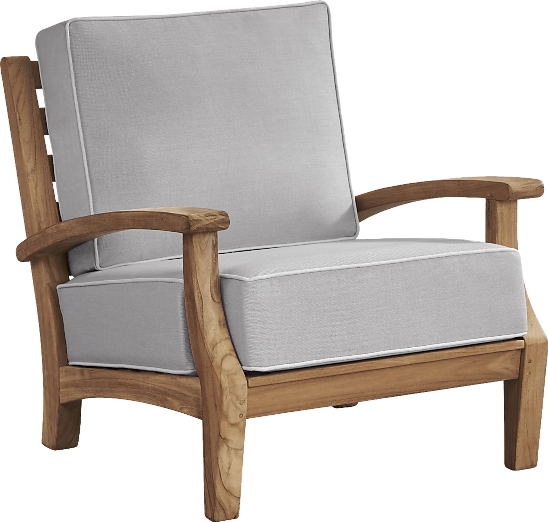Pleasant Bay Teak 4 Pc Outdoor Seating Set with Pewter Cushions - Image 5