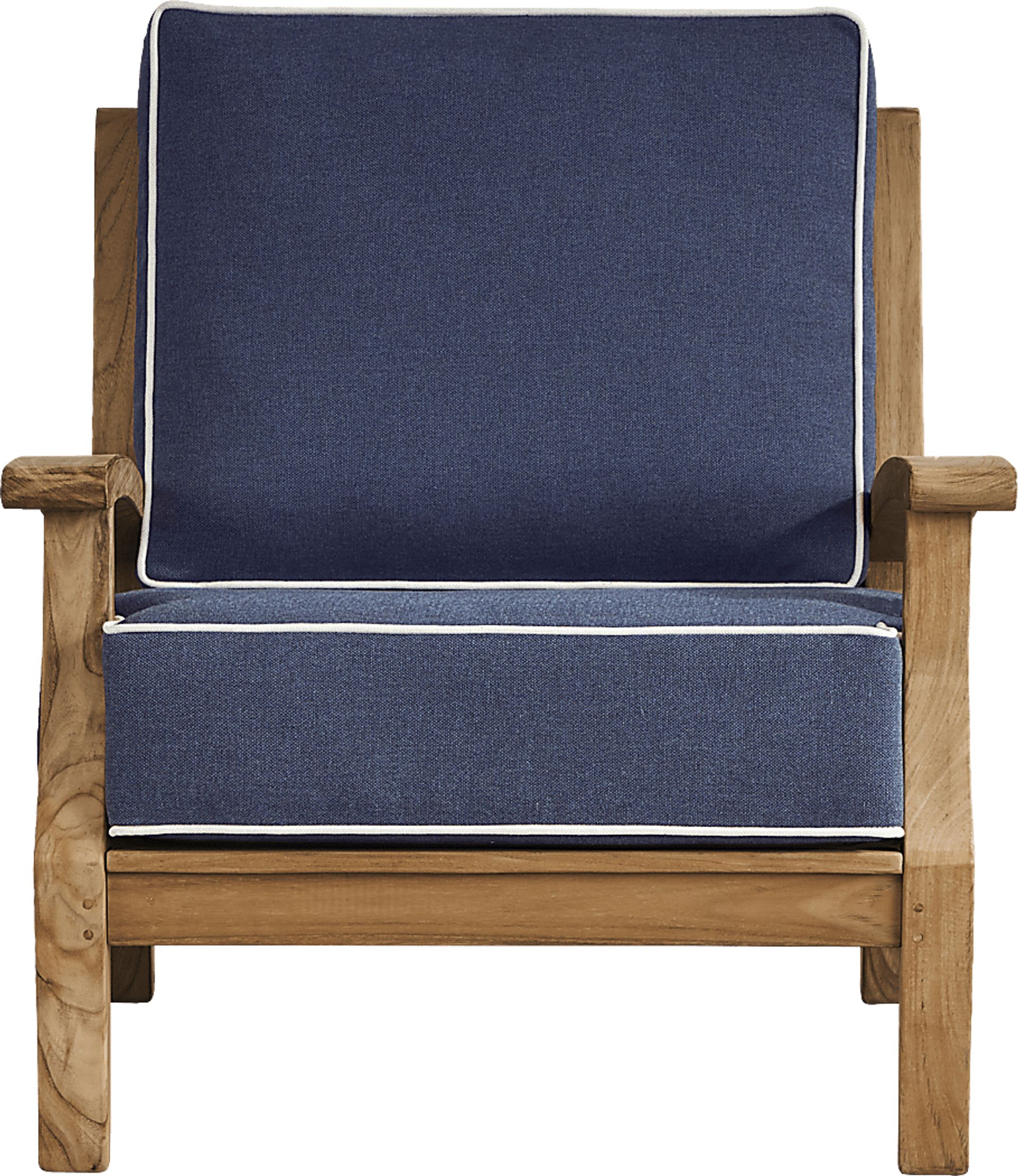 Pleasant Bay Teak 3 Pc Outdoor Seating Set with Indigo Cushions - Image 5