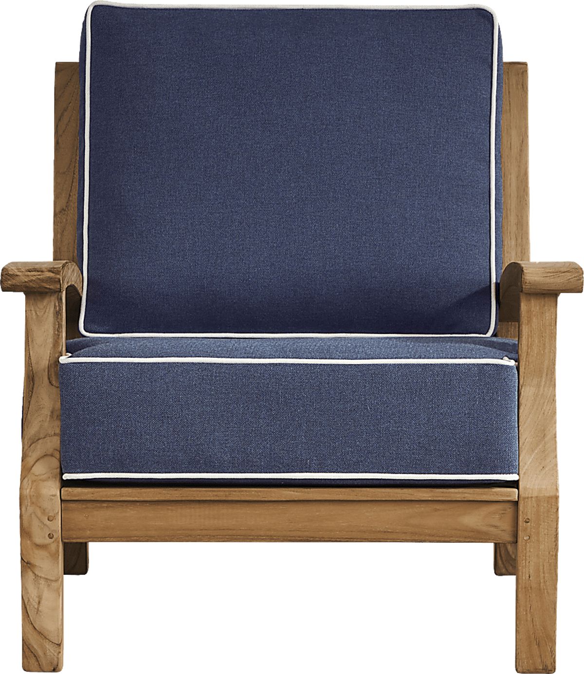 Fifth & Shore Pleasant Bay 4 Pc Tan Light Wood Indigo Blue Teak Outdoor ...