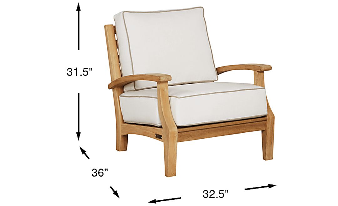 Pleasant Bay Teak Outdoor Chair with White Sand Cushions