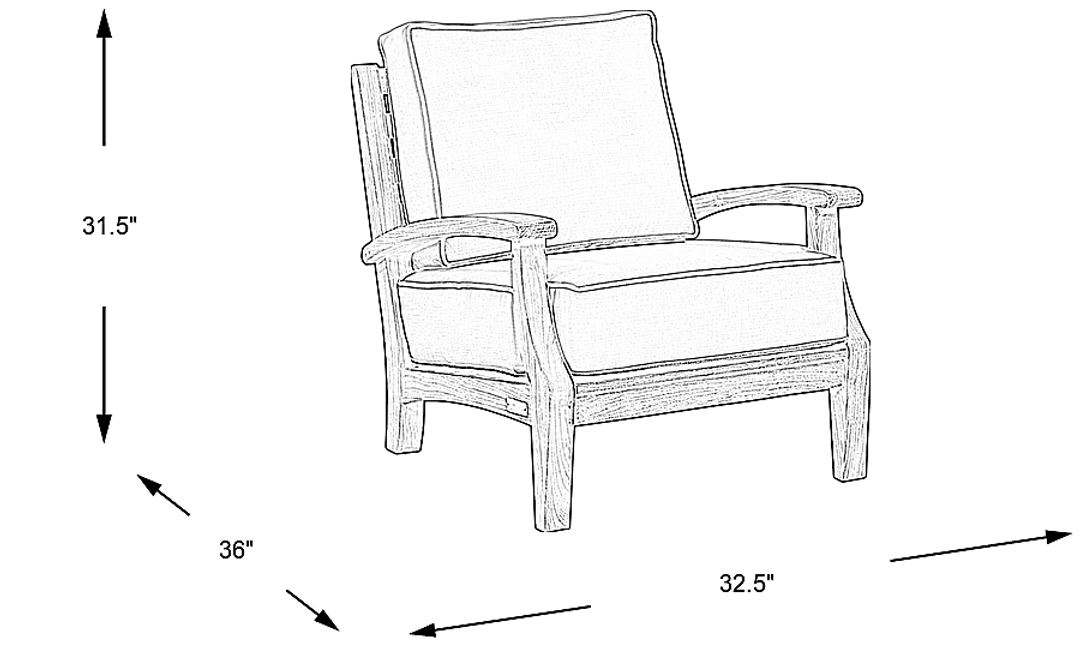Pleasant Bay Teak Outdoor Chair with White Sand Cushions
