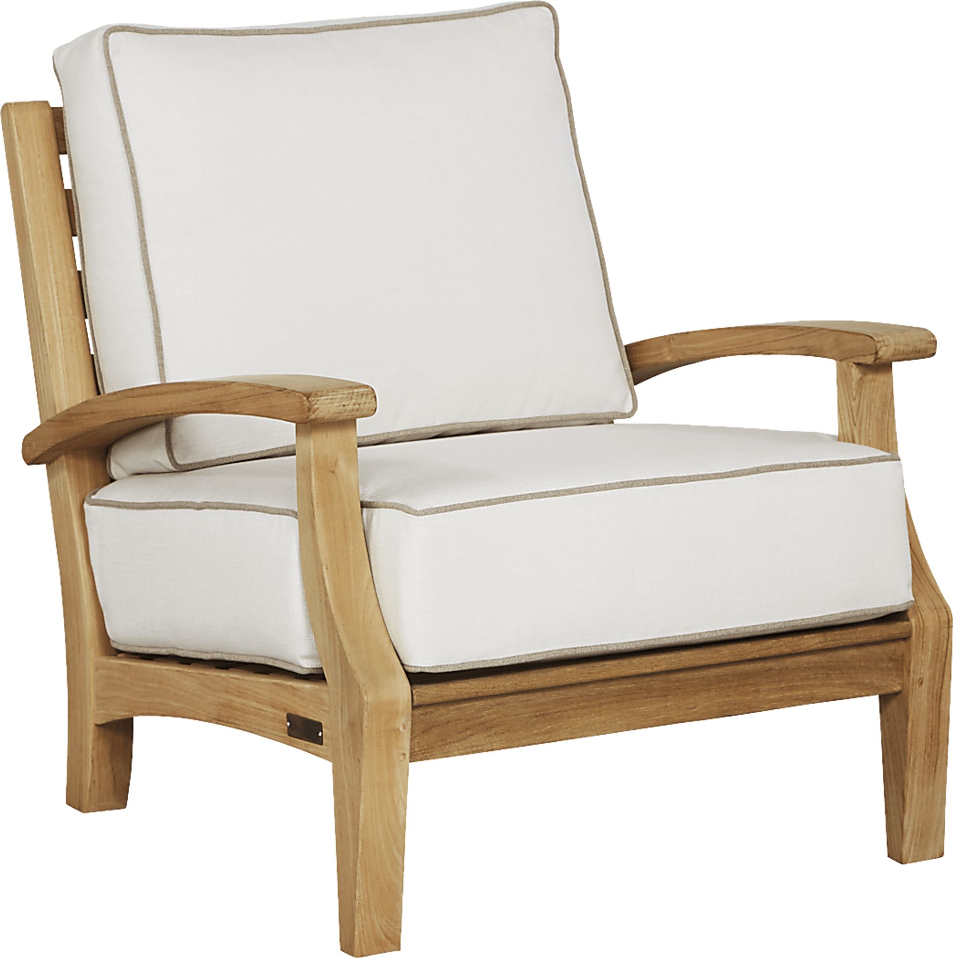 Pleasant Bay Teak Outdoor Chair with White Sand Cushions - Image 1