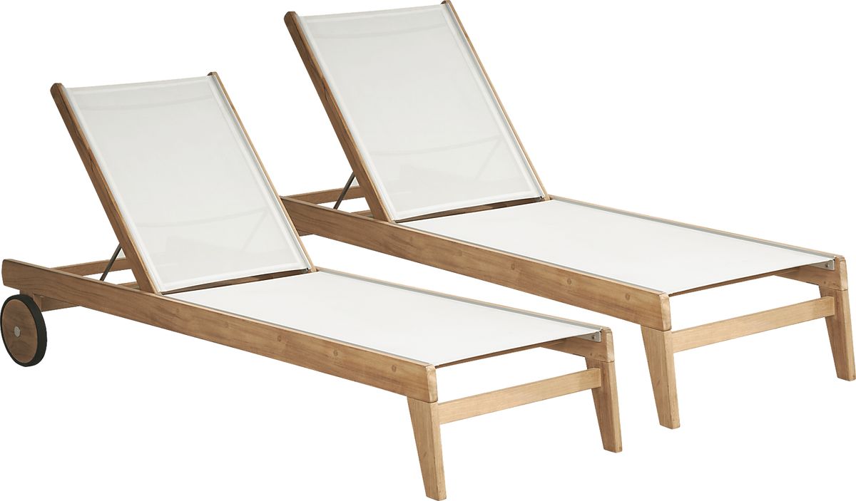 Fifth & Shore Pleasant Bay 2 Pc Tan Light Wood Natural Beige,White Teak