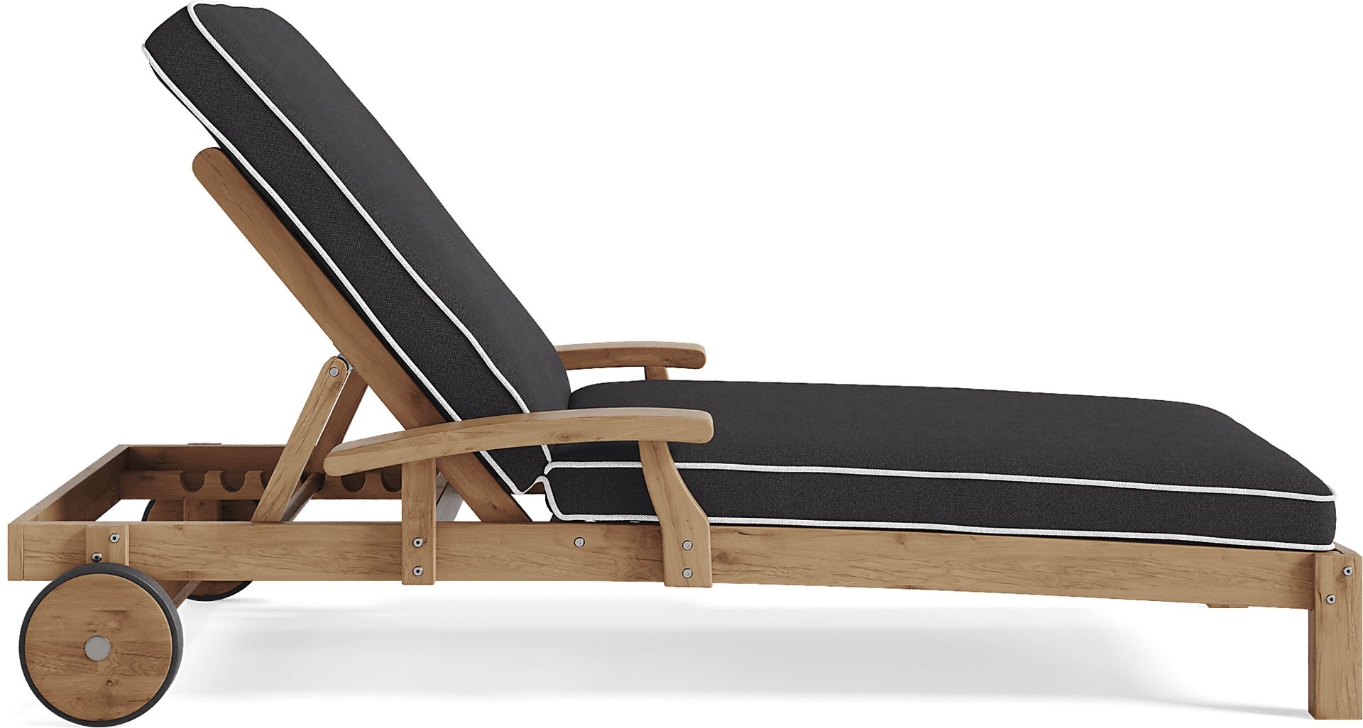 Pleasant Bay Teak Outdoor Chaise with Charcoal Cushions - Image 3
