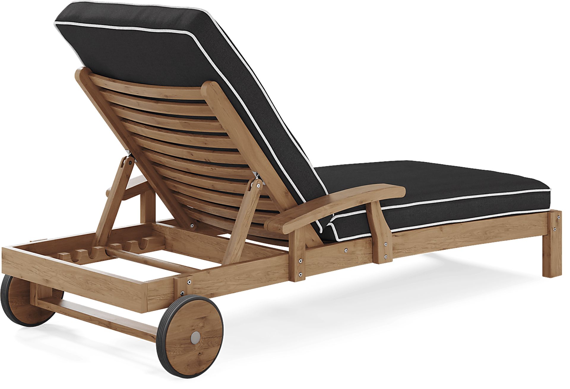Pleasant Bay Teak Outdoor Chaise with Charcoal Cushions - Image 4