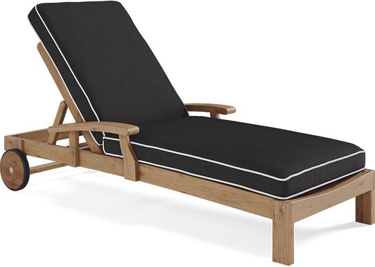 Pleasant Bay Teak Outdoor Chaise with Charcoal Cushions