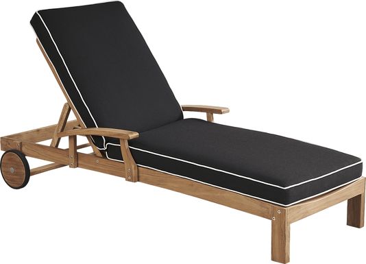 Pleasant Bay Teak Outdoor Chaise with Charcoal Cushions