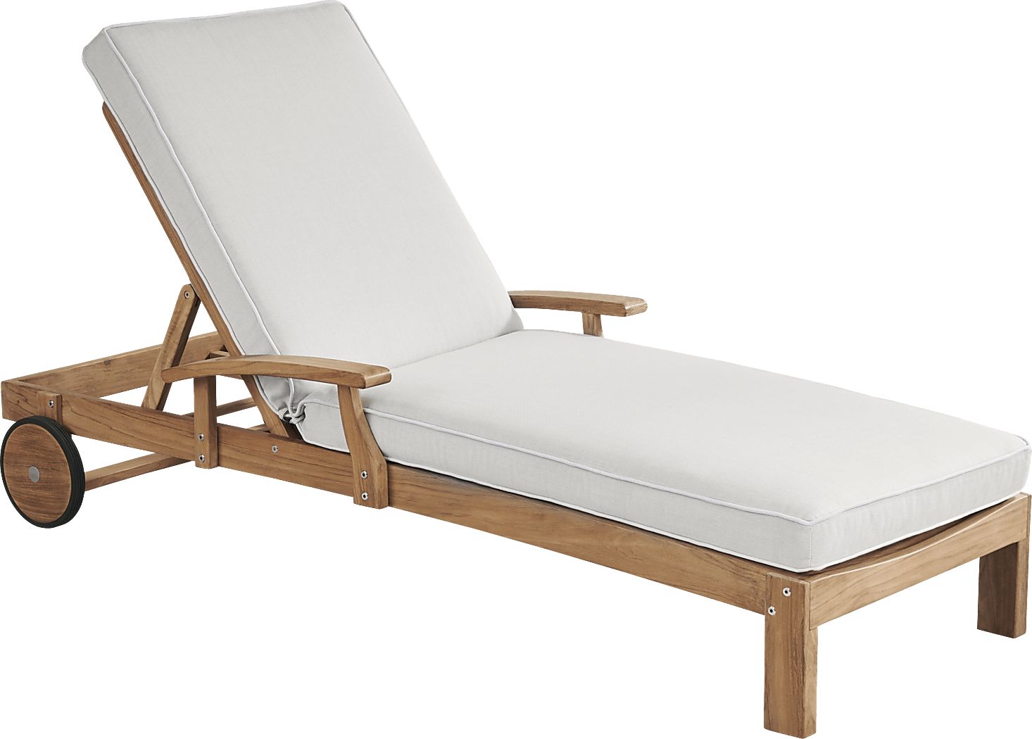 Pleasant Bay Teak Outdoor Chaise with Dove Cushions