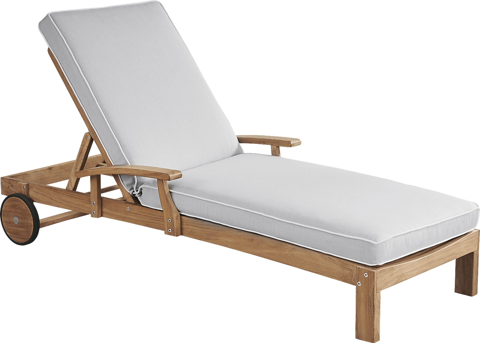 Pleasant Bay Teak Outdoor Chaise with Pewter Cushions - Image 1