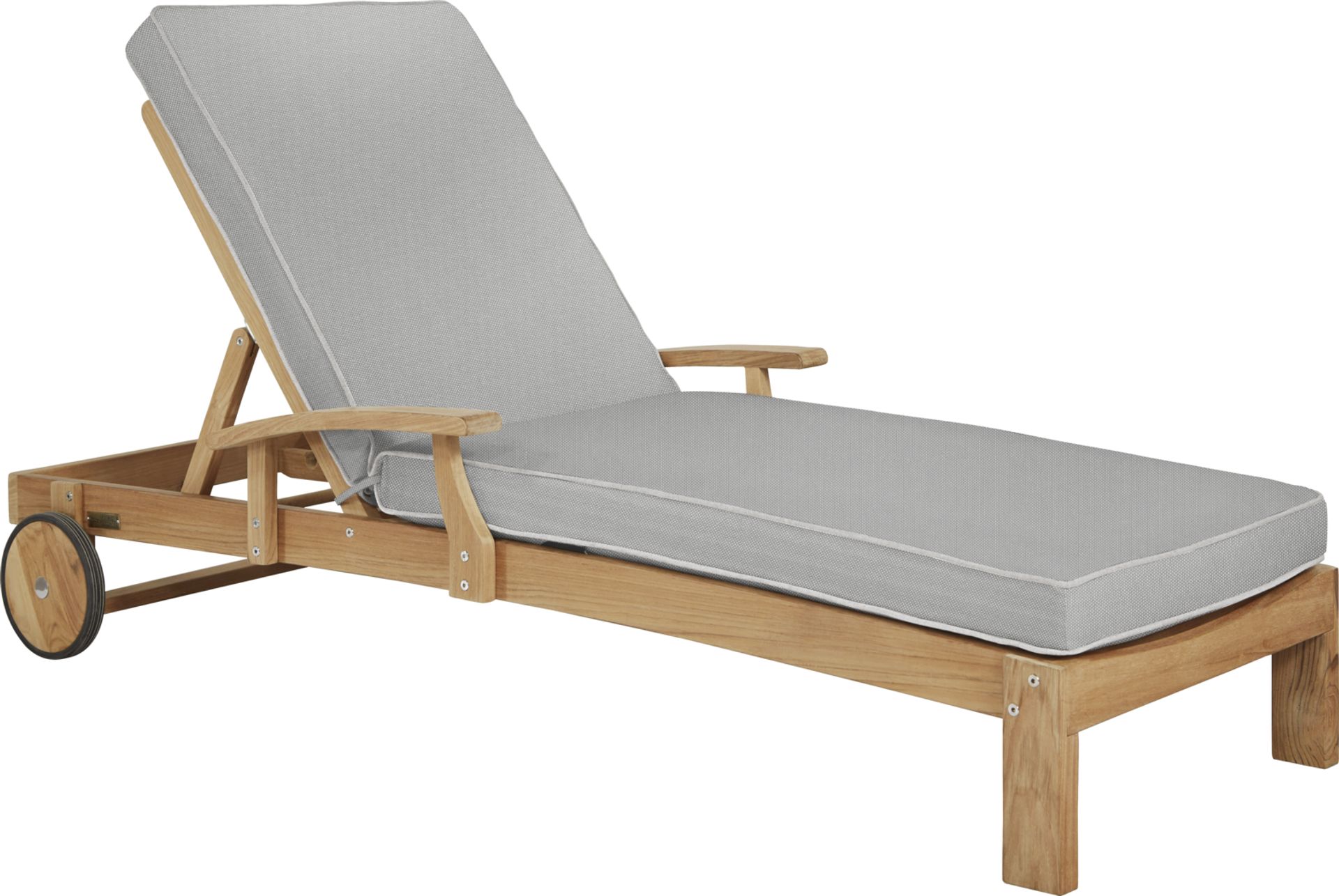 Pleasant Bay Teak Outdoor Chaise with Pewter Cushions - Image 1