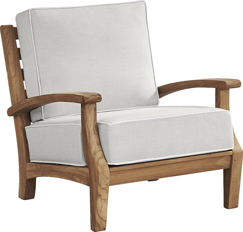 Pleasant Bay Teak Outdoor Chair with Dove Cushions