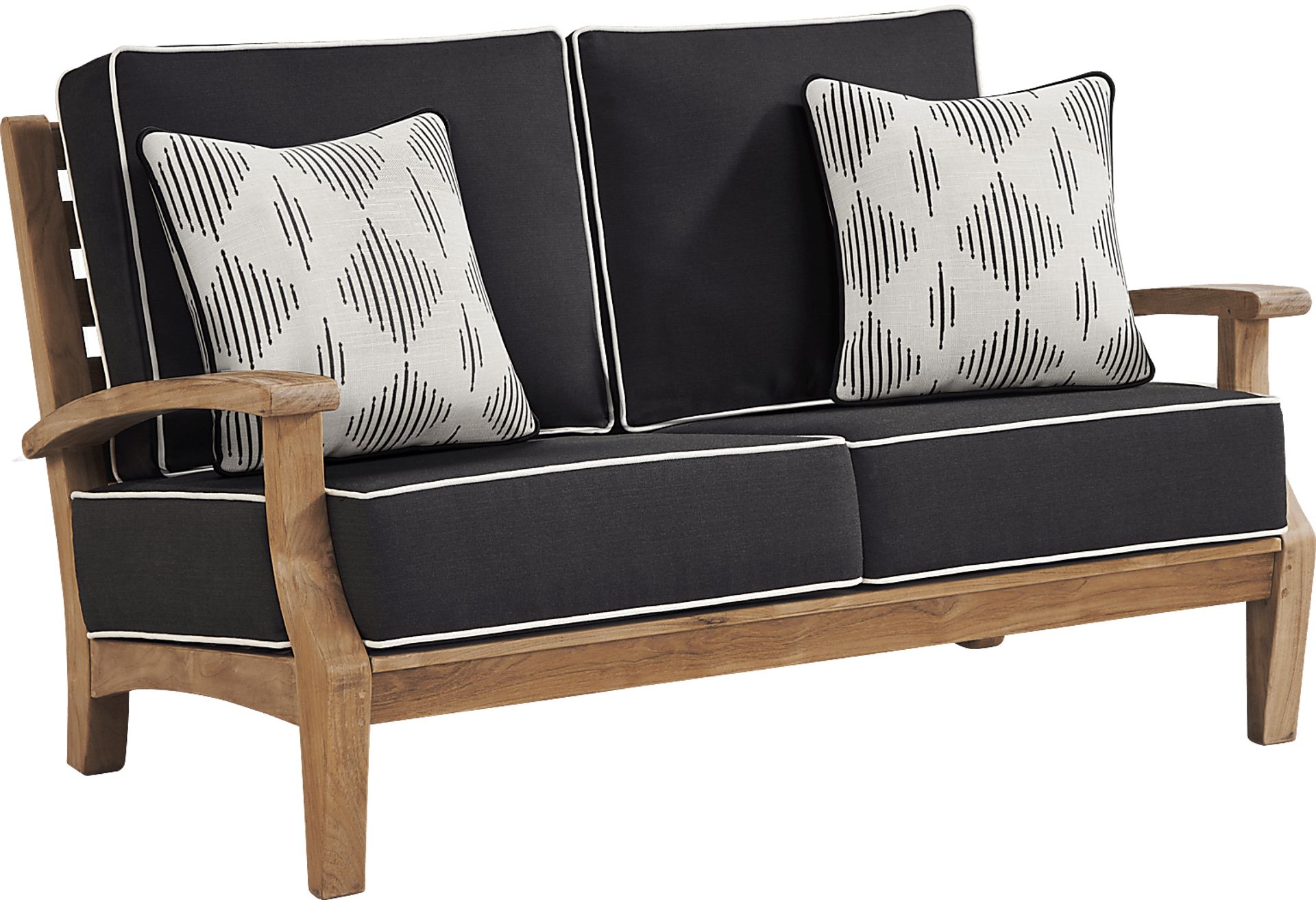 Pleasant Bay Teak 4 Pc Outdoor Loveseat Seating Set with Charcoal Cushions - Image 3