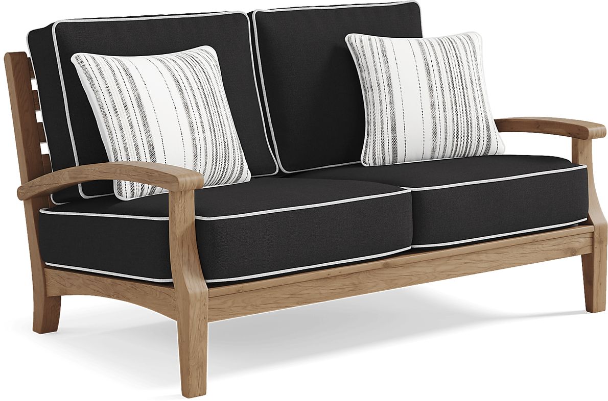 Pleasant Bay Teak Outdoor Loveseat with Charcoal Cushions