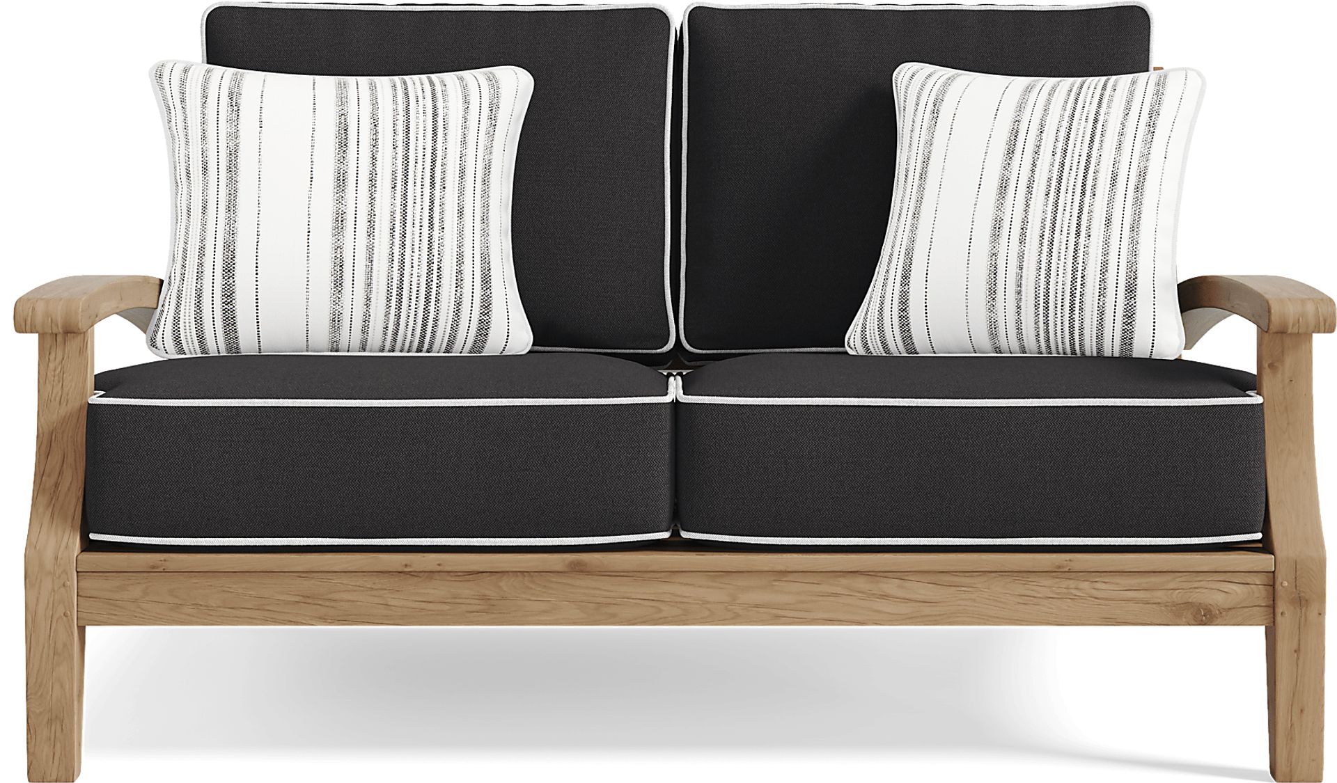 Pleasant Bay Teak Outdoor Loveseat with Charcoal Cushions - Image 1