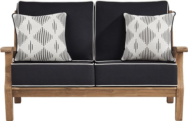 Pleasant Bay Teak Outdoor Loveseat with Charcoal Cushions