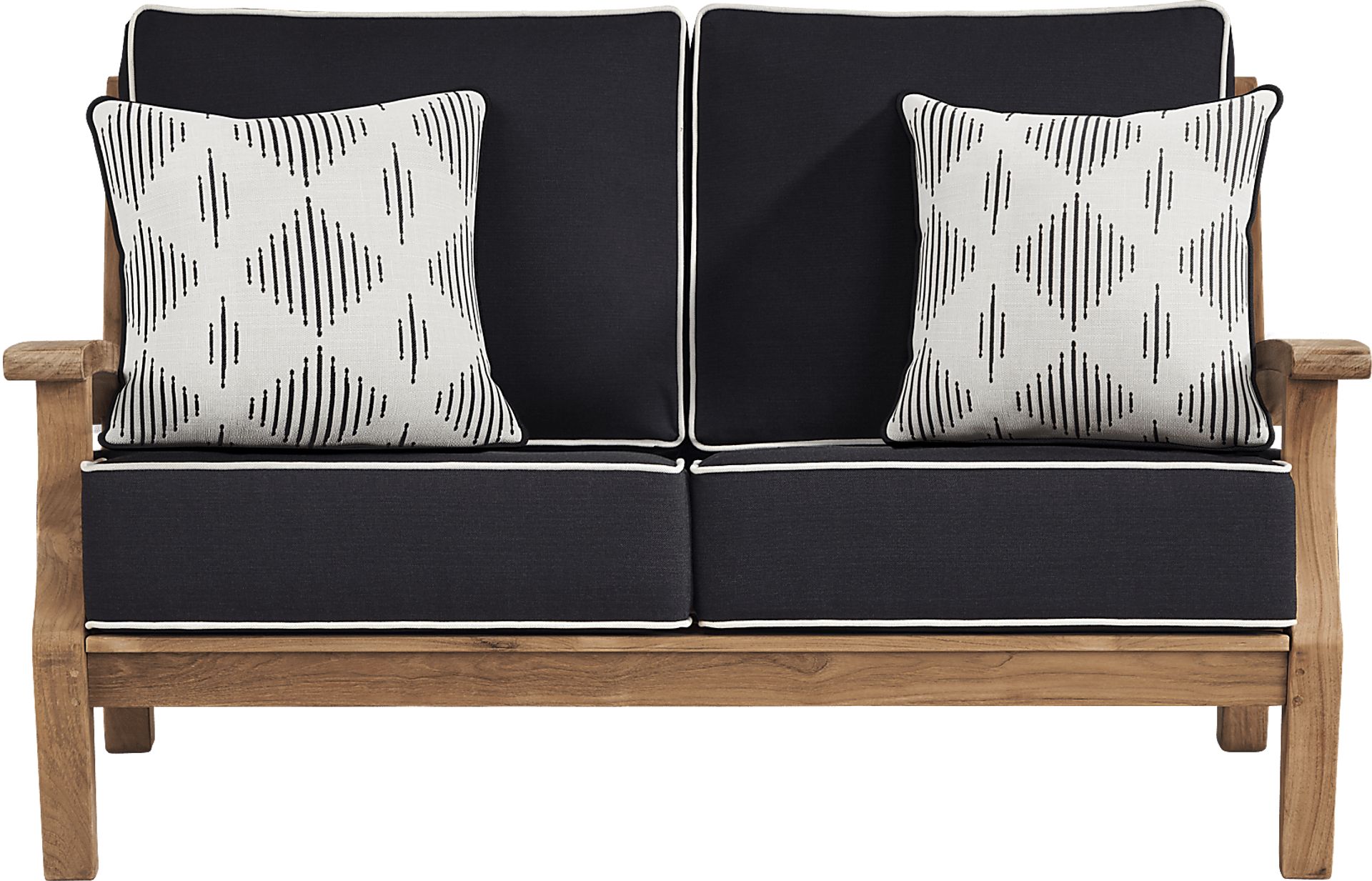 Pleasant Bay Teak 4 Pc Outdoor Loveseat Seating Set with Charcoal Cushions - Image 2