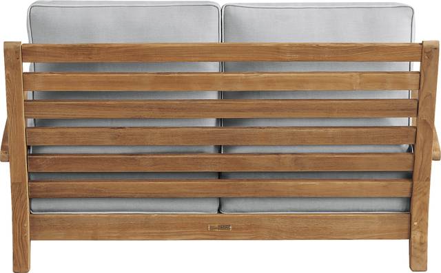 Pleasant Bay Teak Outdoor Loveseat with Pewter Cushions - Thumbnail - Image 3