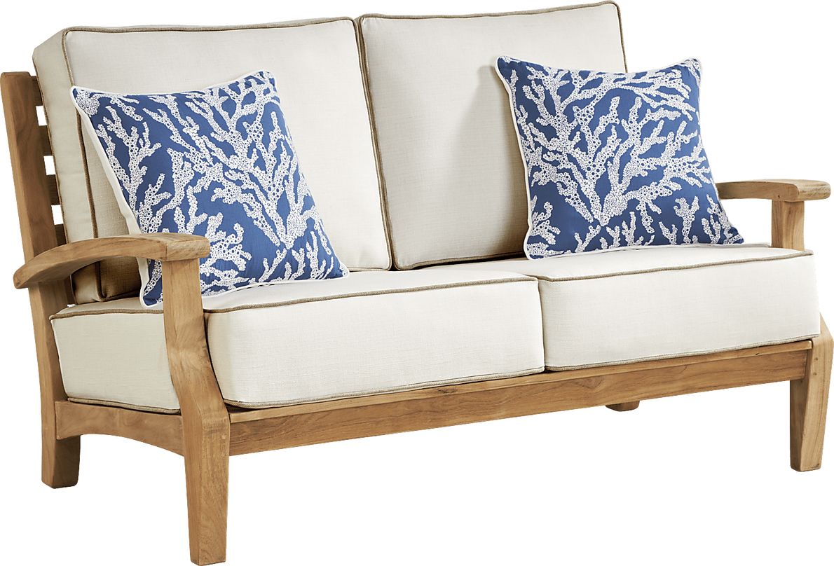 Pleasant Bay Teak Outdoor Loveseat with Vapor Cushions
