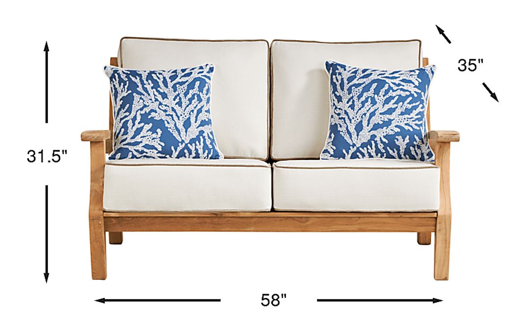 Pleasant Bay Teak Outdoor Loveseat with Vapor Cushions