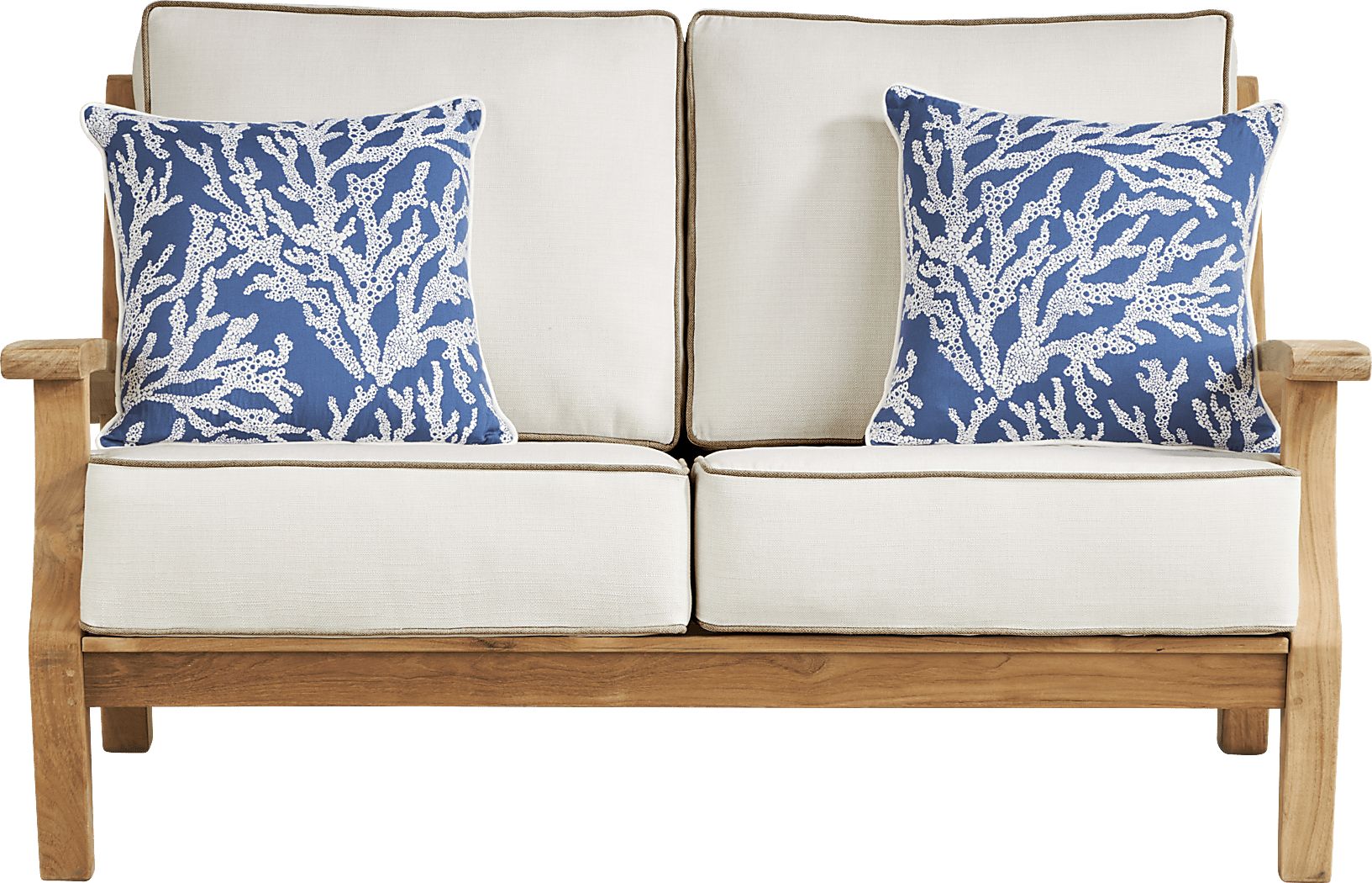 Pleasant Bay Teak Outdoor Loveseat with Vapor Cushions