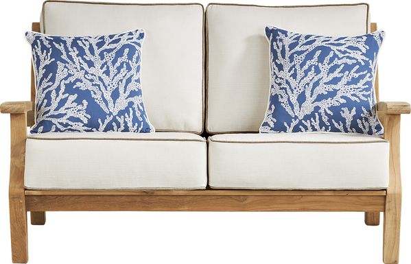 Pleasant Bay Teak Outdoor Loveseat with Vapor Cushions