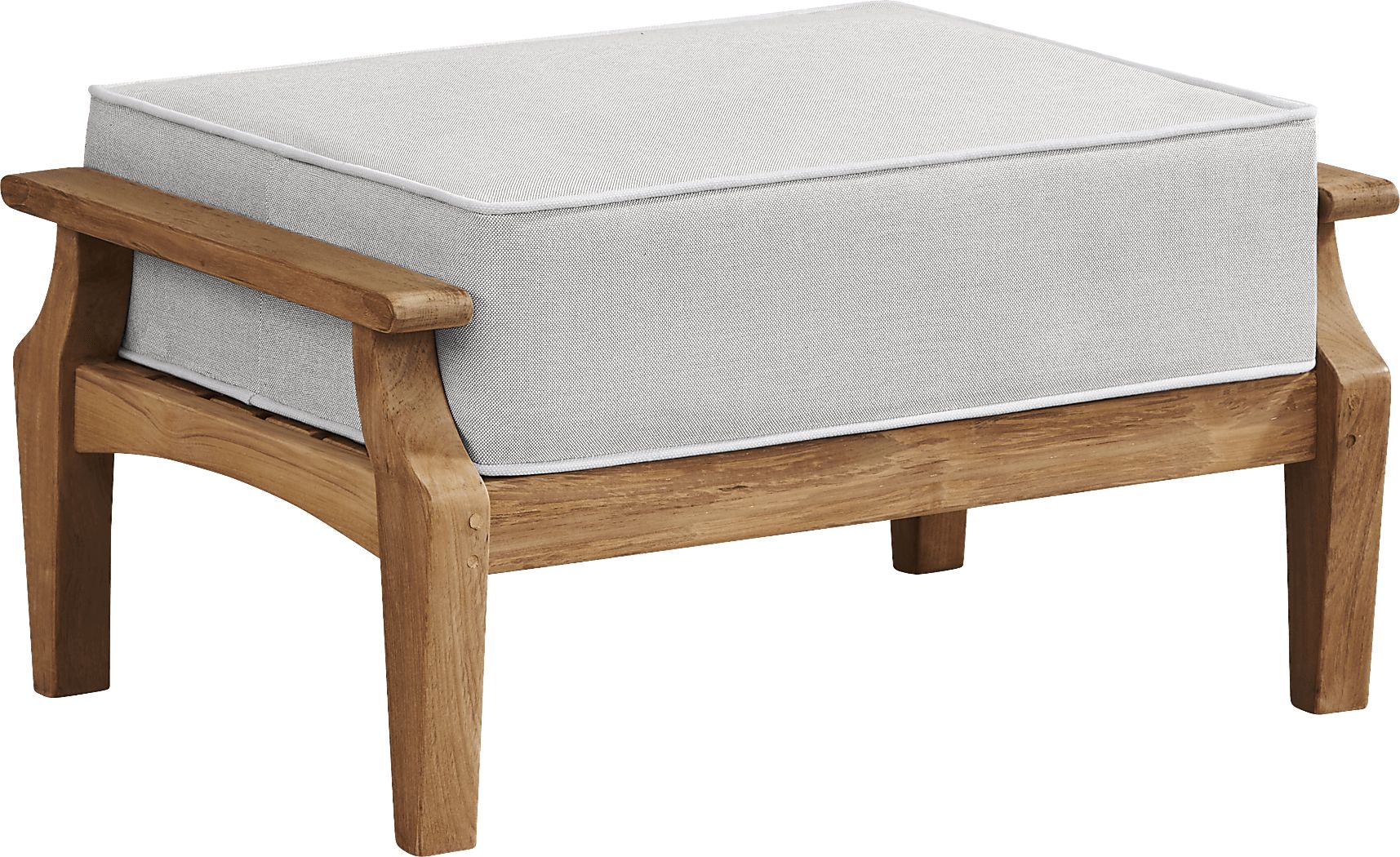 Pleasant Bay Teak Outdoor Ottoman with Dove Cushion