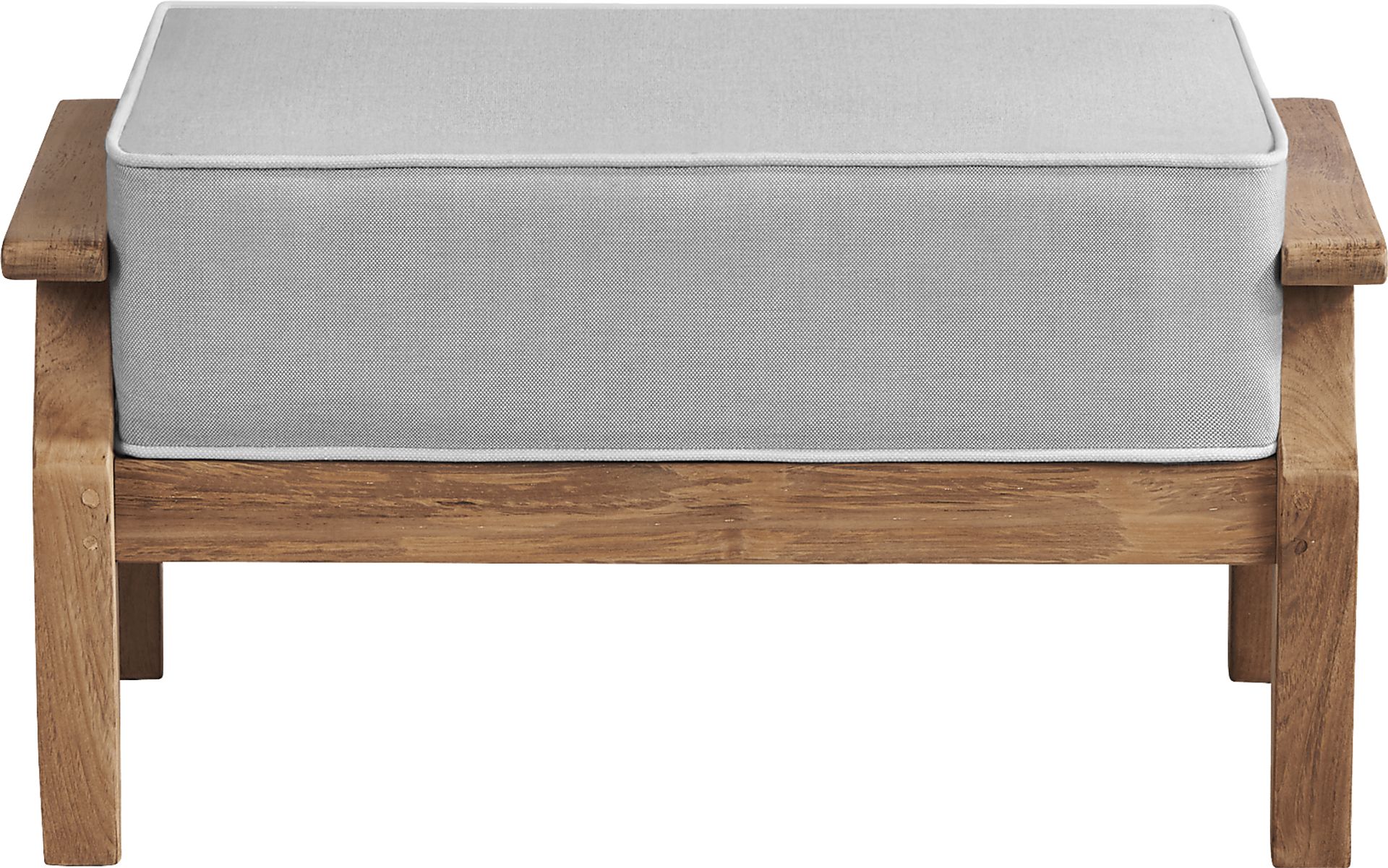 Pleasant Bay Teak Outdoor Ottoman with Pewter Cushion - Image 1