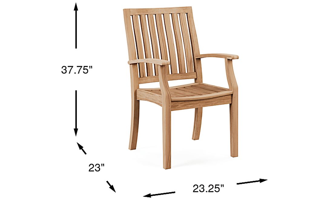 Pleasant Bay Teak Outdoor Slat Back Arm Chair