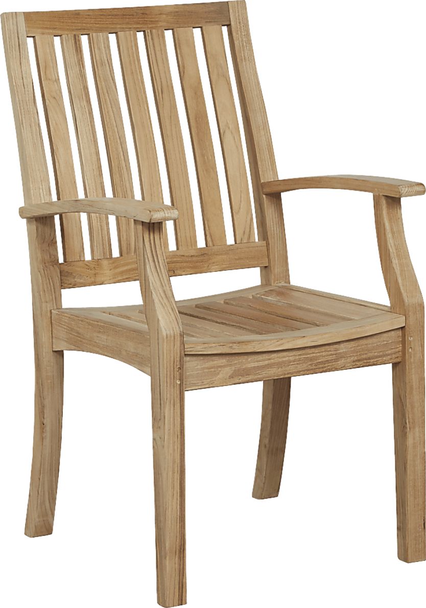 Pleasant Bay Teak Outdoor Slat Back Arm Chair