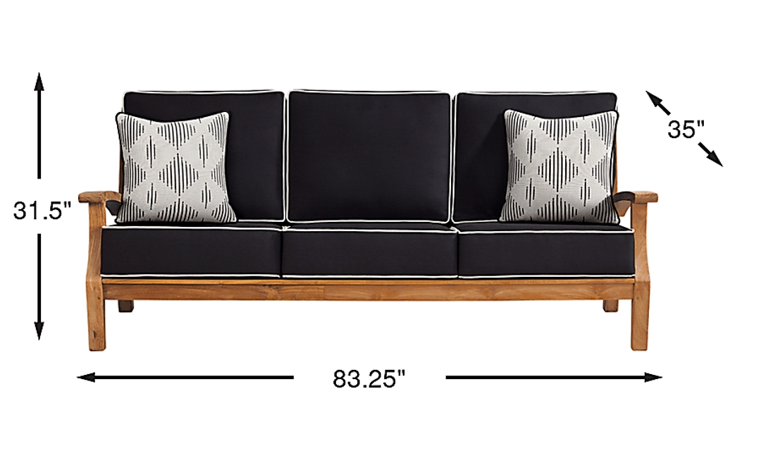 Pleasant Bay Teak Outdoor Sofa with Charcoal Cushions