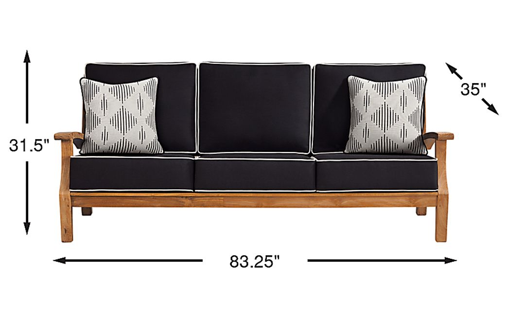 Pleasant Bay Teak Outdoor Sofa with Charcoal Cushions