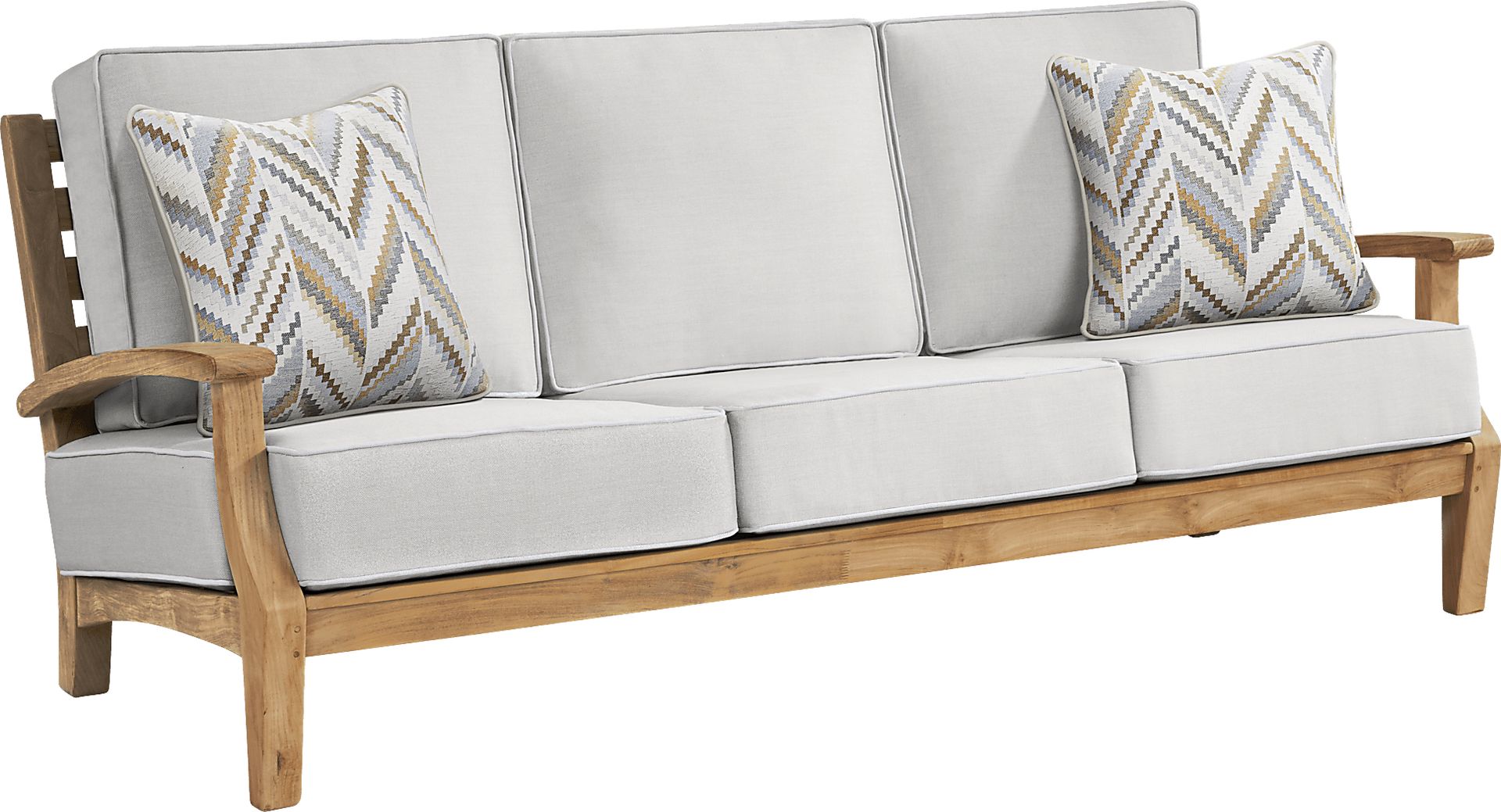 Pleasant Bay Teak 4 Pc Outdoor Seating Set with Dove Cushions - Image 3