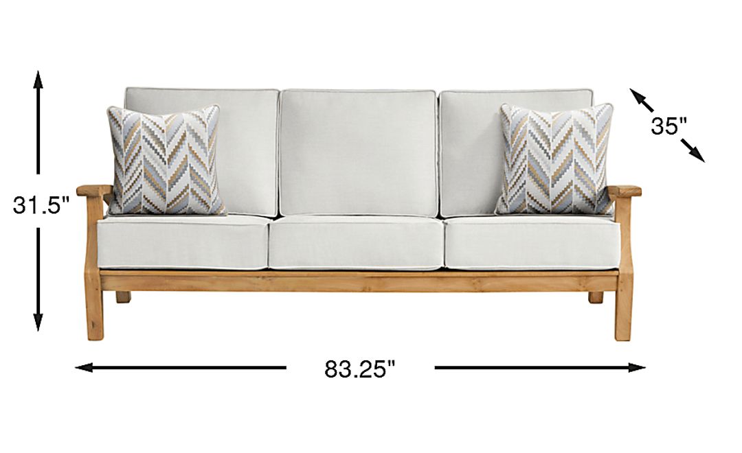 Pleasant Bay Teak Outdoor Sofa with Dove Cushions