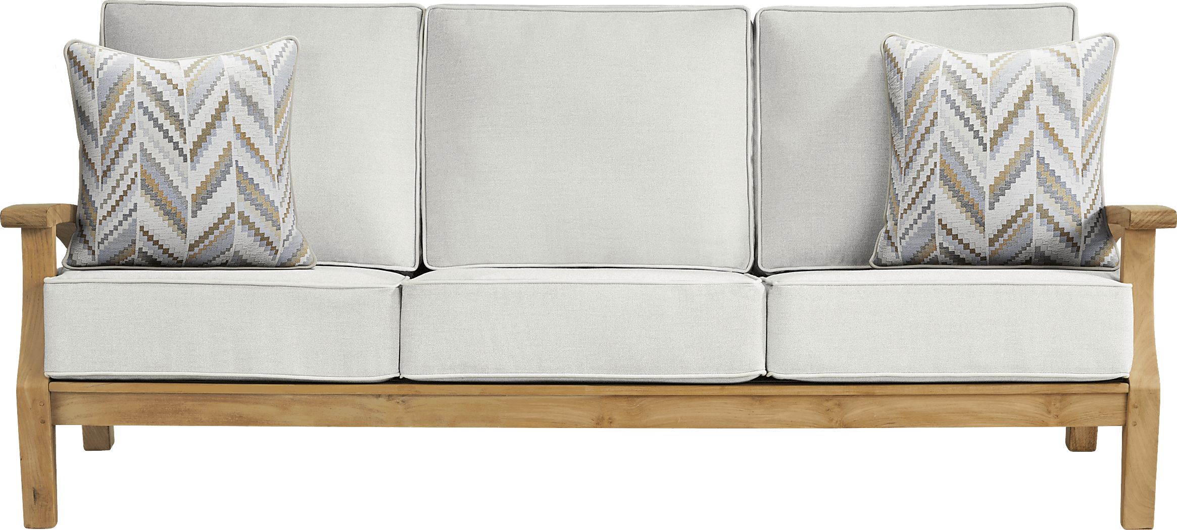 Pleasant Bay Teak Outdoor Sofa with Dove Cushions