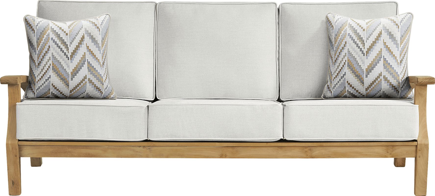 Pleasant Bay Teak Outdoor Sofa with Dove Cushions