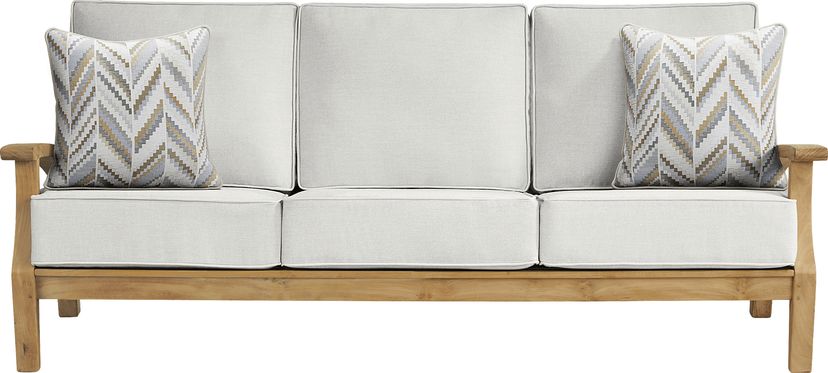 Pleasant Bay Teak Outdoor Sofa with Dove Cushions