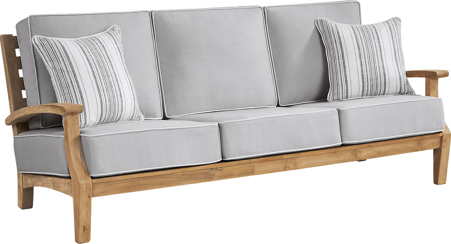 Pleasant Bay Teak 4 Pc Outdoor Seating Set with Pewter Cushions - Image 3
