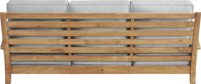 Pleasant Bay Teak Outdoor Sofa with Pewter Cushions - Thumbnail - Image 3
