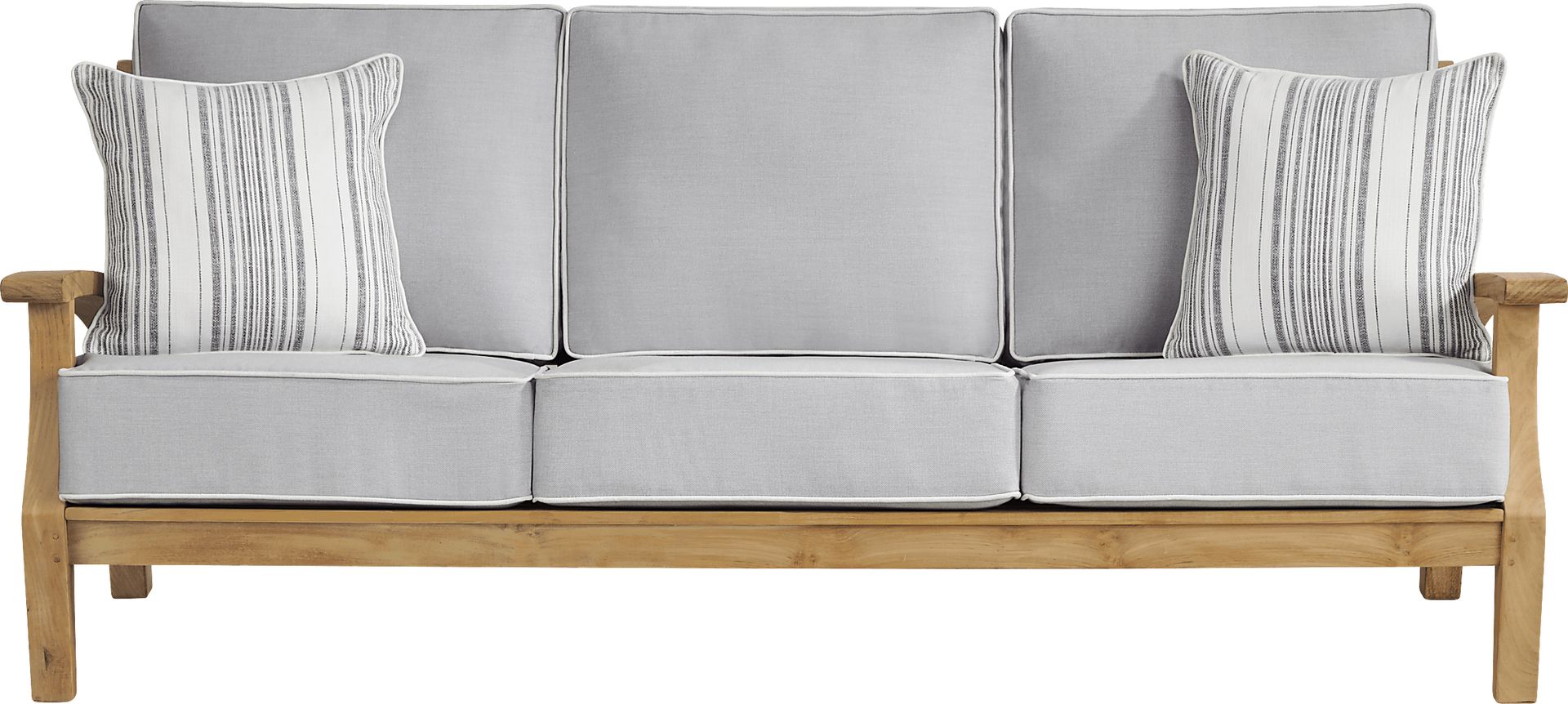 Pleasant Bay Teak 4 Pc Outdoor Seating Set with Pewter Cushions - Image 2
