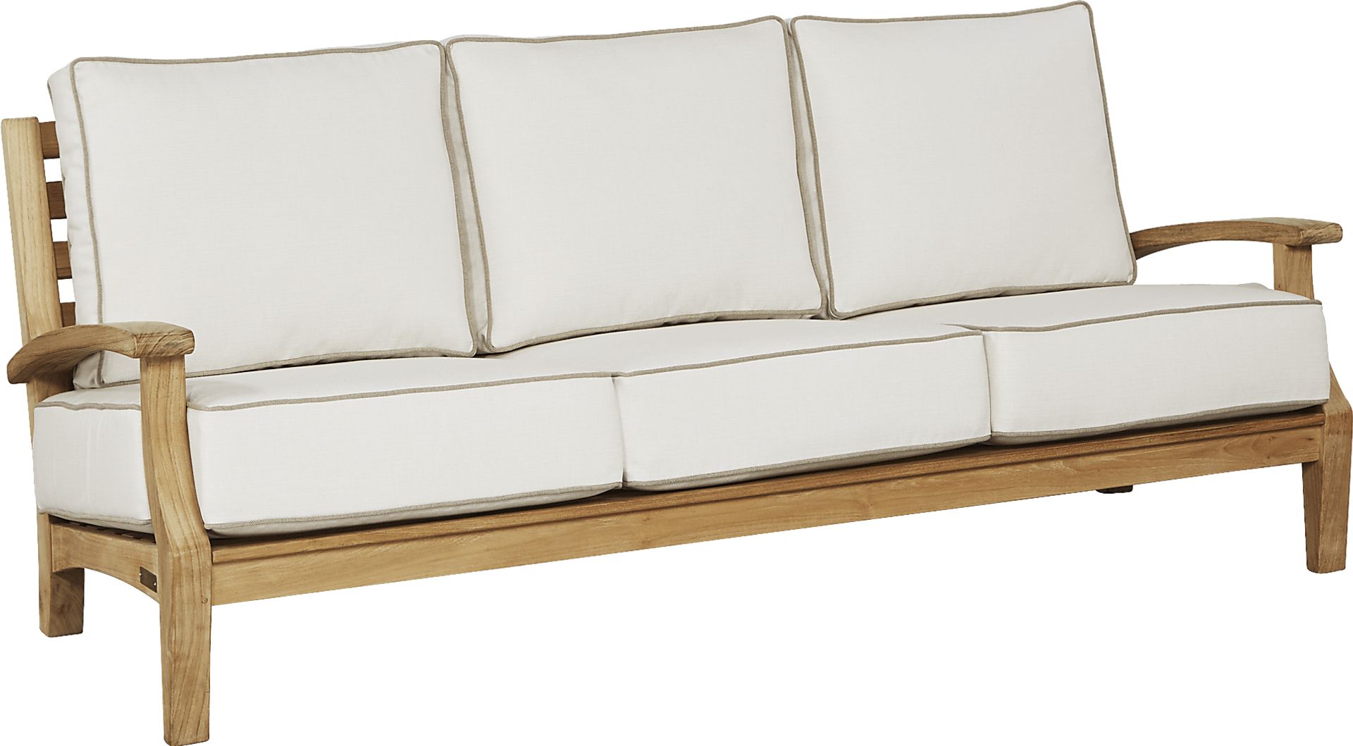 Pleasant Bay Teak 6 Pc Outdoor Seating Set with White Sand Cushions - Image 3