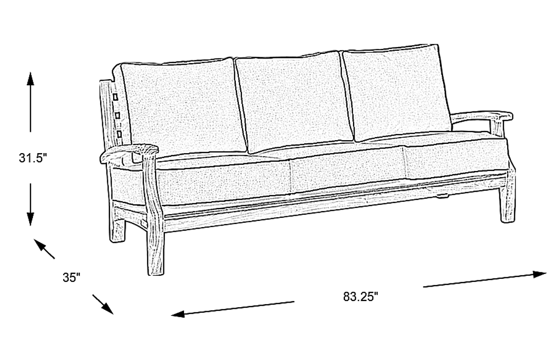 Pleasant Bay Teak Outdoor Sofa with White Sand Cushions