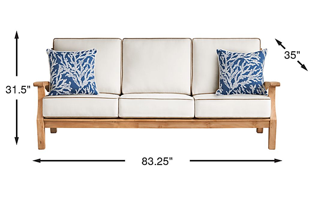 Pleasant Bay Teak Outdoor Sofa with Vapor Cushions