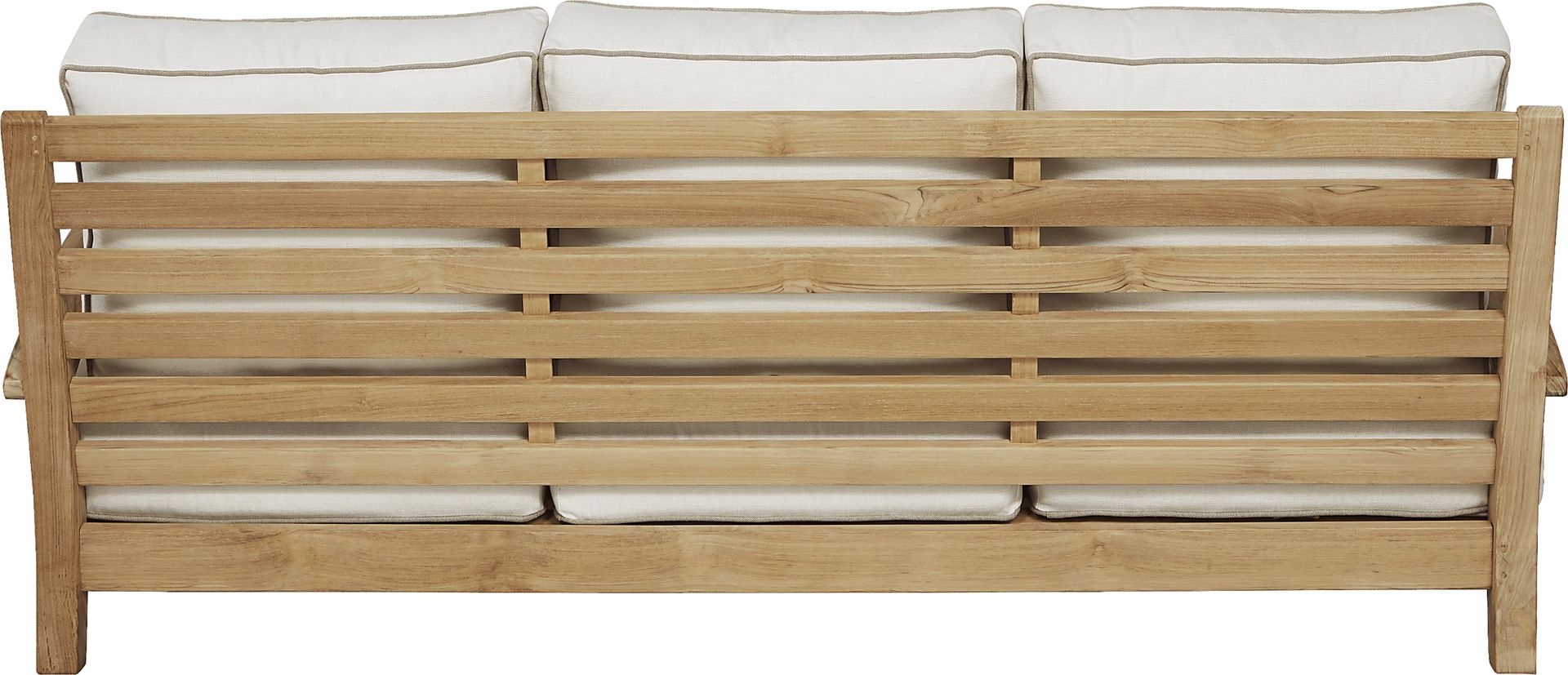 Pleasant Bay Teak Outdoor Sofa with White Sand Cushions - Image 3
