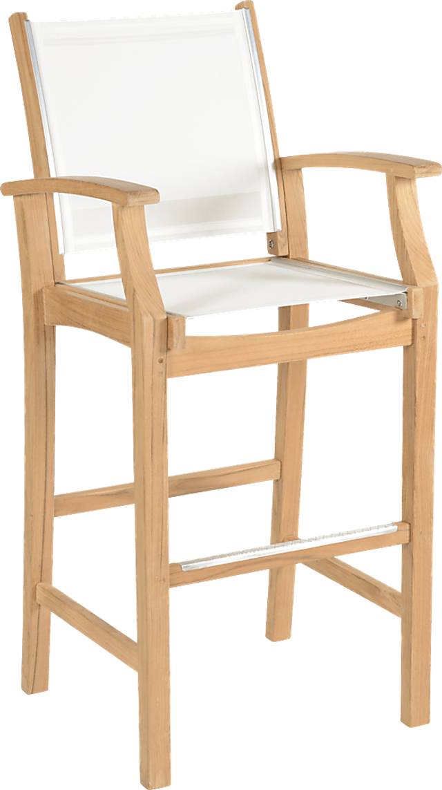 Pleasant Bay Teak Tan 5 Pc Outdoor Bar Set with Sling Stools - Thumbnail - Image 3
