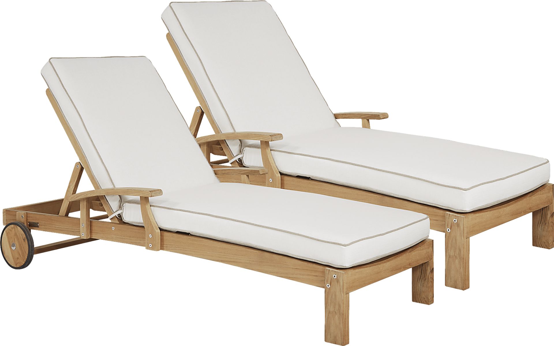 Pleasant Bay Teak Outdoor Chaise with Vapor Cushions, Set of 2 - Image 1